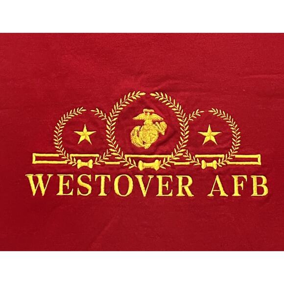 WESTOVER AFB Air Force Base Vintage Soffees Choice Red Gold T-Shirt Men's L USA - Picture 2 of 5